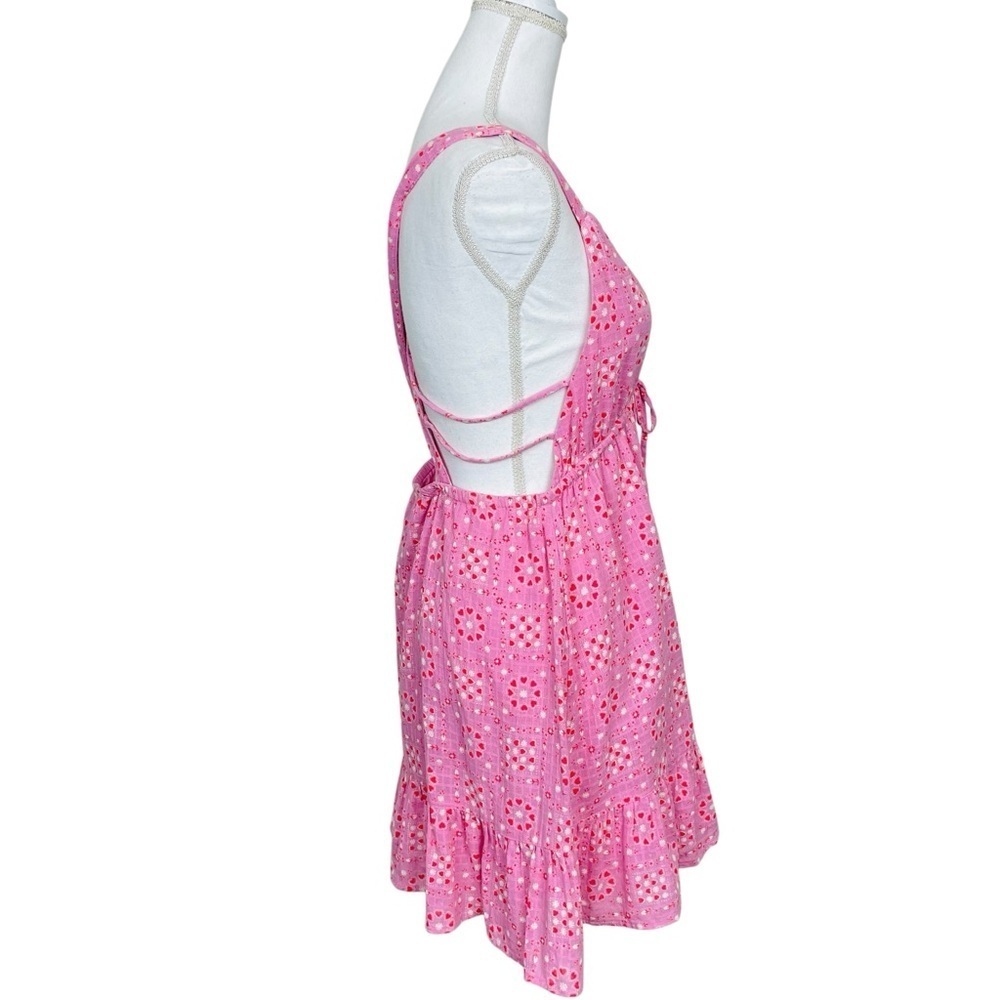 Hansel Printed Strappy-Back Mini Dress in Pink Size Medium - Picture 7 of 12